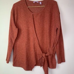AnyBody rust ribbed wrap sweater, S